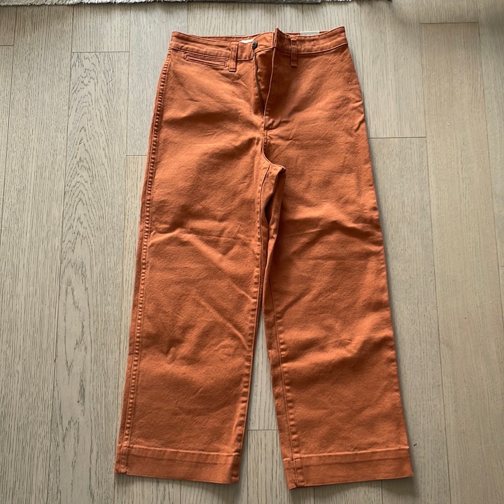 Madewell Slim Emmett Wide-Leg Crop Rust NWT
